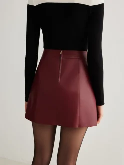 Outlet Magnet Closure Faux Leather Skirt Skirts|Bottoms