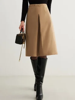 Online Magnet Closure Pockets Pleated Skirt Skirts|Bottoms