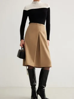 Online Magnet Closure Pockets Pleated Skirt Skirts|Bottoms