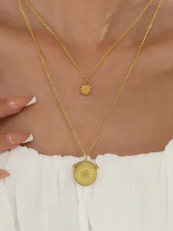Online Mandala Double Layer Pendant Necklace Necklaces|Accessories