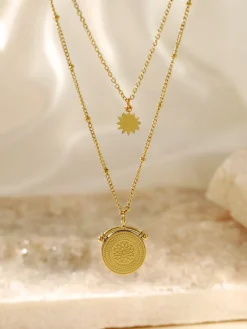 Online Mandala Double Layer Pendant Necklace Necklaces|Accessories