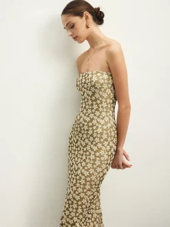 Online Mechanism Knitting Floral Tube Dress Casual Dresses|Floral Dresses