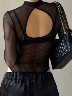Hot Mesh Open Back Cutout Bodysuit Bodysuits|Bodysuits