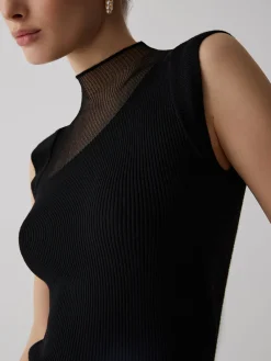 Best Mesh Patchwork Sleeveless Top Sweater Tops|Sweaters & Cardigans