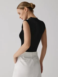 Best Mesh Patchwork Sleeveless Top Sweater Tops|Sweaters & Cardigans