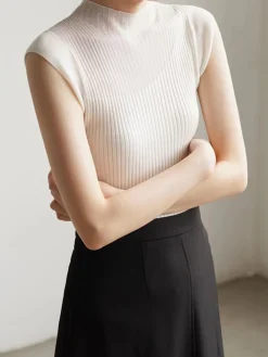 Best Mesh Patchwork Sleeveless Top Sweater Tops|Sweaters & Cardigans