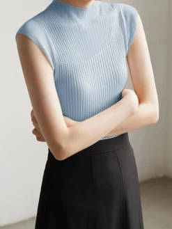 Best Mesh Patchwork Sleeveless Top Sweater Tops|Sweaters & Cardigans