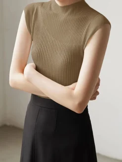 Best Mesh Patchwork Sleeveless Top Sweater Tops|Sweaters & Cardigans