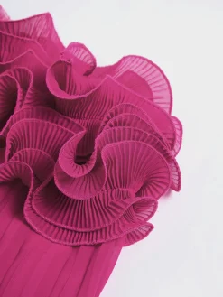 New Mesh Rosette Tube Pleat Short Dress Black Dresses|Cocktail & Party Dresses