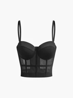 Outlet Mesh Sheer Piping Corset Corset Tops|Tops