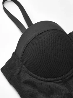 Outlet Mesh Sheer Piping Corset Corset Tops|Tops