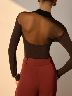 Outlet Mesh-Detail Sweetheart Slim Top T-shirts|Tops