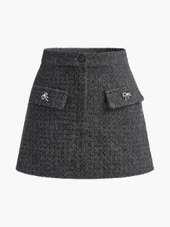 Discount Metal Bow Denim Mini Skirt Skirts|Denim