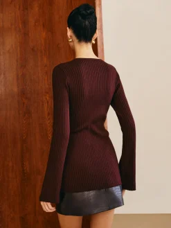 Metal Button Skinny Knit Top Sweater Tops|Sweaters & Cardigans