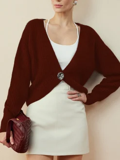 Outlet Metal Button Wrap Cardigan Cardigans|Sweaters & Cardigans
