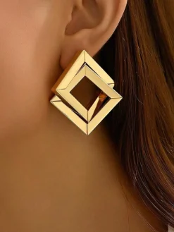 Hot Metal Cross Rhombic  Earrings Earrings|Accessories