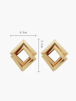 Hot Metal Cross Rhombic  Earrings Earrings|Accessories