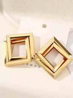 Hot Metal Cross Rhombic  Earrings Earrings|Accessories