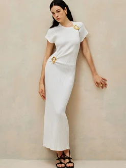 Best Metal Decoration Sweater Dress White Dresses|Sweater Dresses