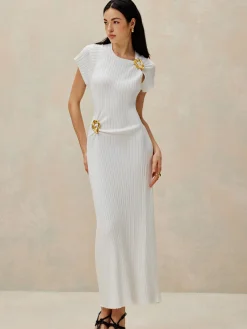 Best Metal Decoration Sweater Dress White Dresses|Sweater Dresses