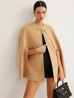 Discount Metal Detail Plain Tweed Cloak Outerwear|Outerwear