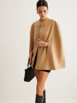 Discount Metal Detail Plain Tweed Cloak Outerwear|Outerwear