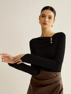 Best Metal Detail Pleated Blouse Blouses & Shirts|Tops
