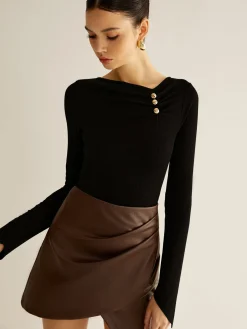 Best Metal Detail Pleated Blouse Blouses & Shirts|Tops
