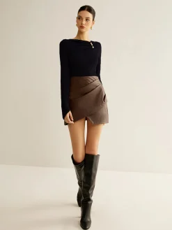 Best Metal Detail Pleated Blouse Blouses & Shirts|Tops