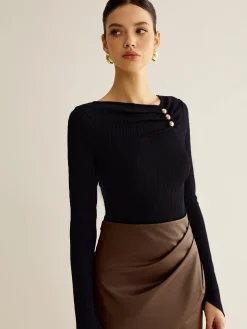 Best Metal Detail Pleated Blouse Blouses & Shirts|Tops