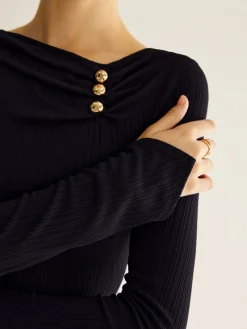 Best Metal Detail Pleated Blouse Blouses & Shirts|Tops