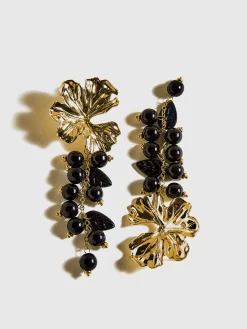 Discount Metal Flower Ball Beaded Tassel Earrings Earrings|Accessories