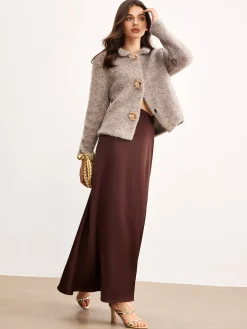 Discount Metal Flower Button Cardigan Cardigans|Sweaters & Cardigans