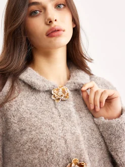 Discount Metal Flower Button Cardigan Cardigans|Sweaters & Cardigans