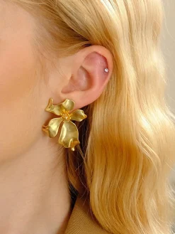 Clearance Metal Flower Earrings Earrings|Accessories