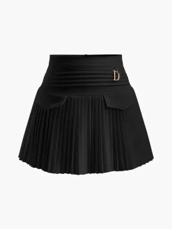 Discount Metal Letter Pleated Mini Skirt Skirts|Bottoms