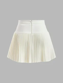 Discount Metal Letter Pleated Mini Skirt Skirts|Bottoms