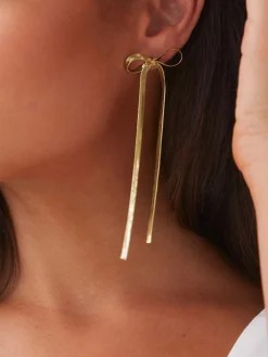 Online Metal Ribbon Bow Earrings Earrings|Accessories