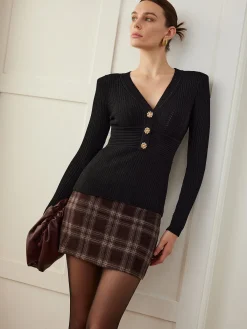 New Metal Snowflake V-Neck Slim Sweater Sweater Tops|Sweaters & Cardigans