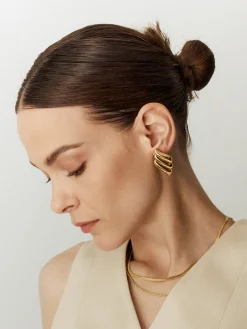 Clearance Metal Wind Geometry Three Layer Wing Earrings Earrings|Accessories