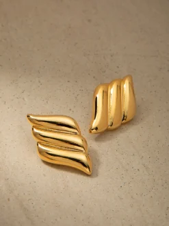 Clearance Metal Wind Geometry Three Layer Wing Earrings Earrings|Accessories
