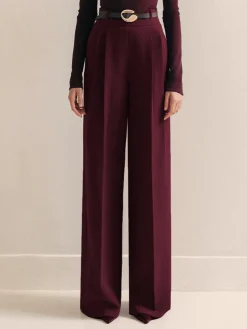 Best Metal-Belt Pleated High-Waist Pants Pants|Matching Sets