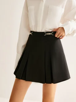 Sale Metal-Belt Pleated Mini Skirt Skirts|Bottoms