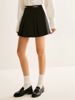 Sale Metal-Belt Pleated Mini Skirt Skirts|Bottoms