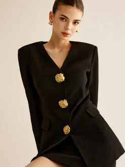 Best Metal-Button Slim Blazer Outerwear|Blazers