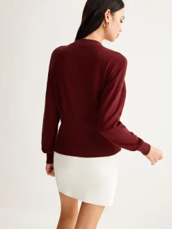 Metal-Button Split Petite Sweater Sweater Tops|Sweaters & Cardigans