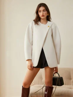 Best Metal-Button Wrap Warm Coat Outerwear|Coats