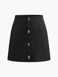 Discount Metal-Decor Zipper Mini Skirt Skirts|Bottoms