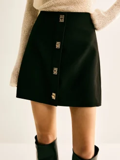 Best Metal-Decor Zipper Mini Skirt Skirts|Bottoms