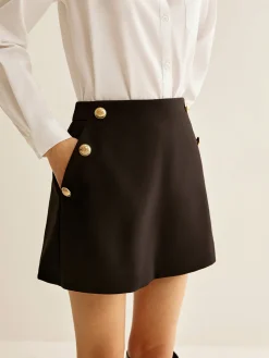 Metal-Decor Zipper Shorts Bottoms